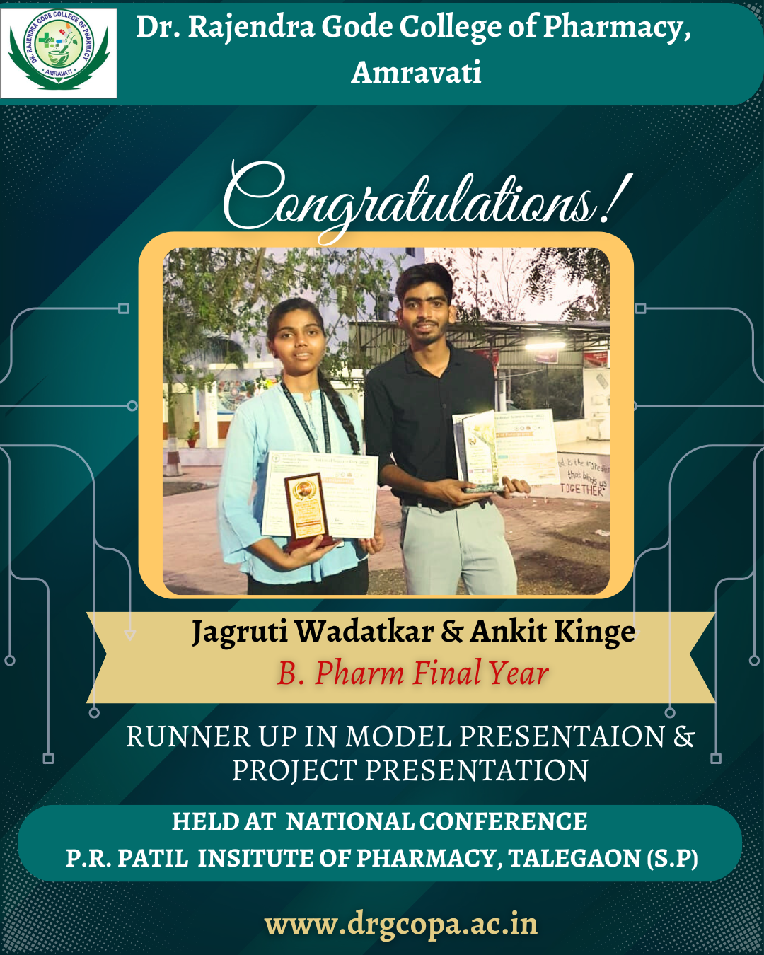 Final Year Students Secures Runner-Up Position in Poster Presentation National Conference