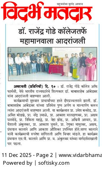 Dr. Rajendra Gode College of Pharmacy Pays Tribute to Dr. Babasaheb Ambedkar